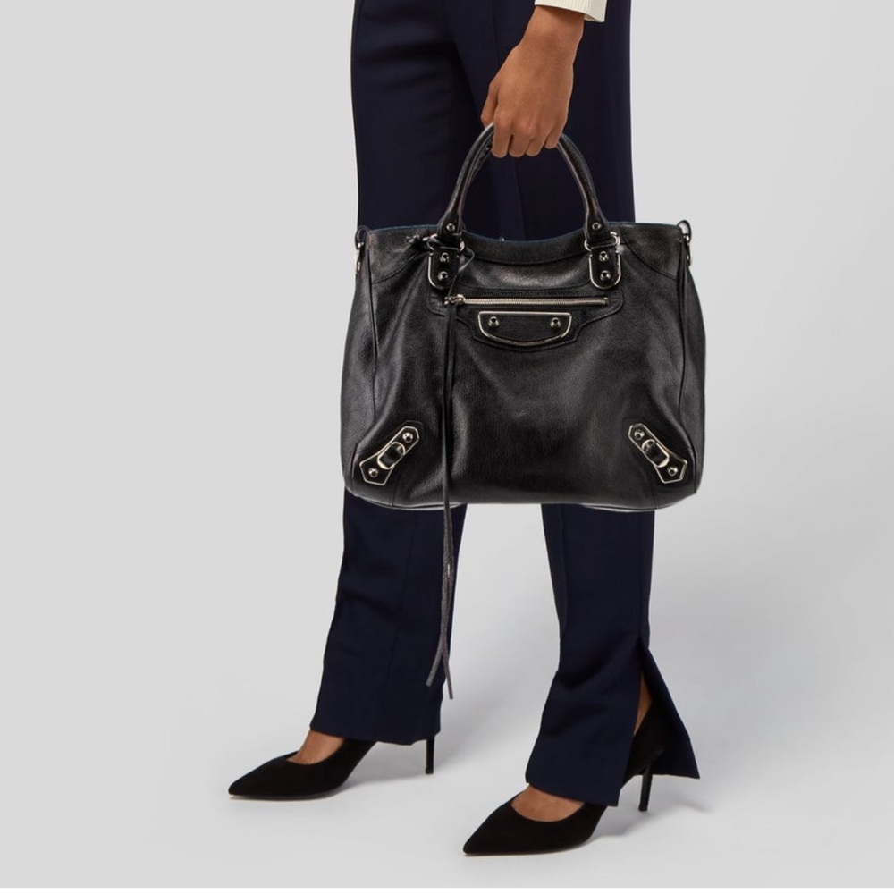 Balenciaga Black Leather Tote Bag